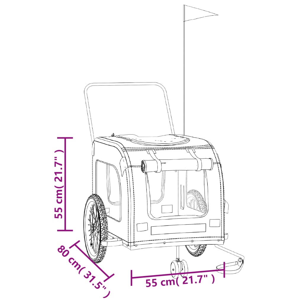 Hondenfietstrailer oxford stof en ijzer geel en zwart