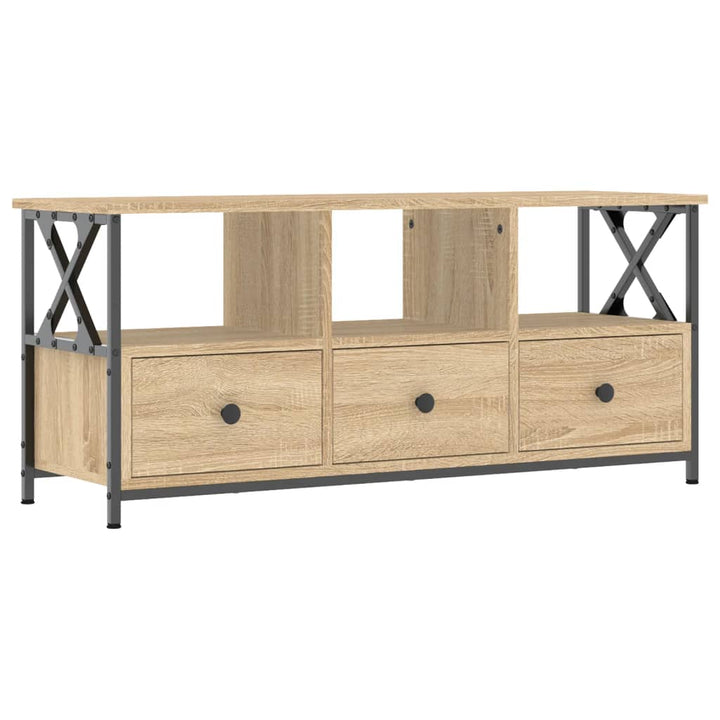 Tv-meubel 102x33x45 cm bewerkt hout en ijzer sonoma eikenkleur