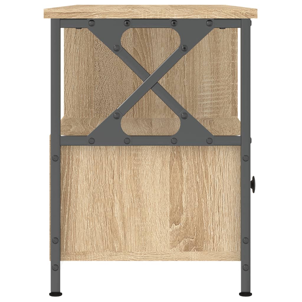 Tv-meubel 102x33x45 cm bewerkt hout en ijzer sonoma eikenkleur