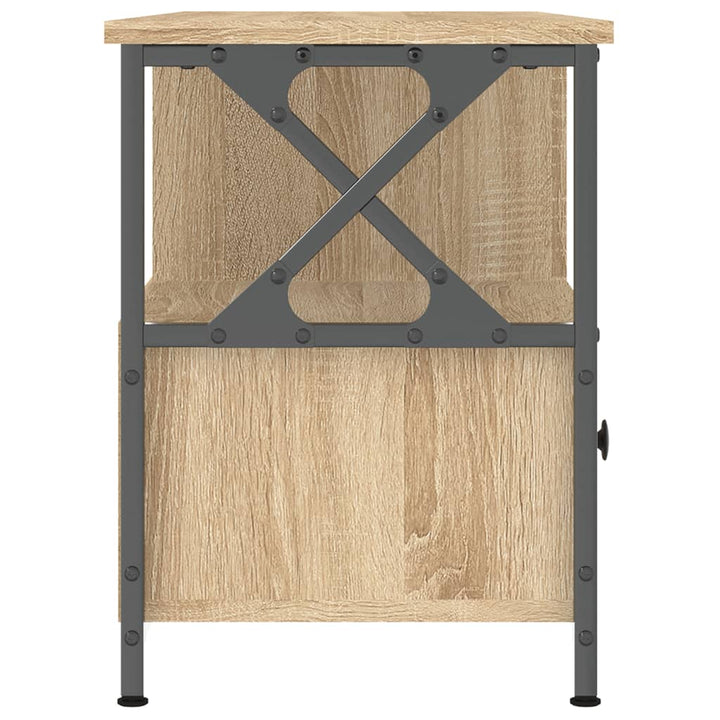 Tv-meubel 102x33x45 cm bewerkt hout en ijzer sonoma eikenkleur