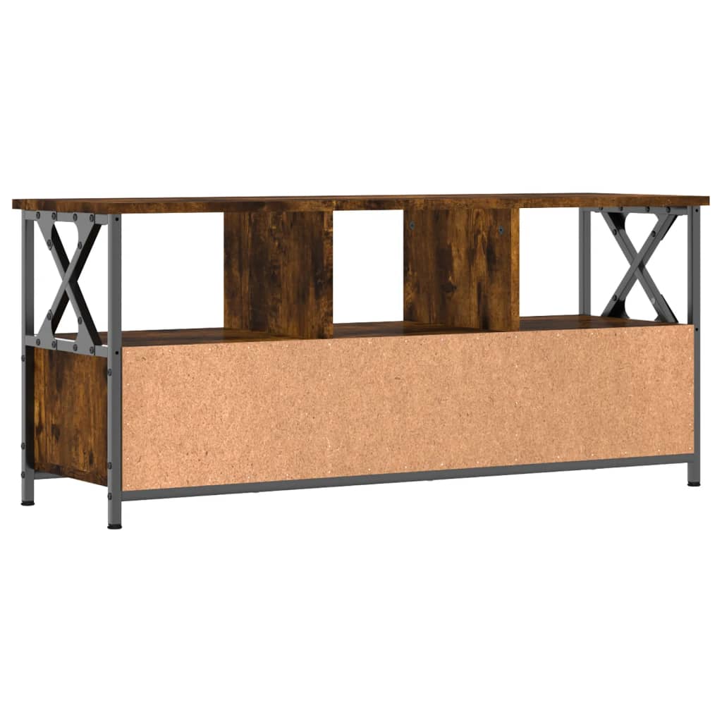 Tv-meubel 102x33x45 cm bewerkt hout en ijzer gerookt eikenkleur