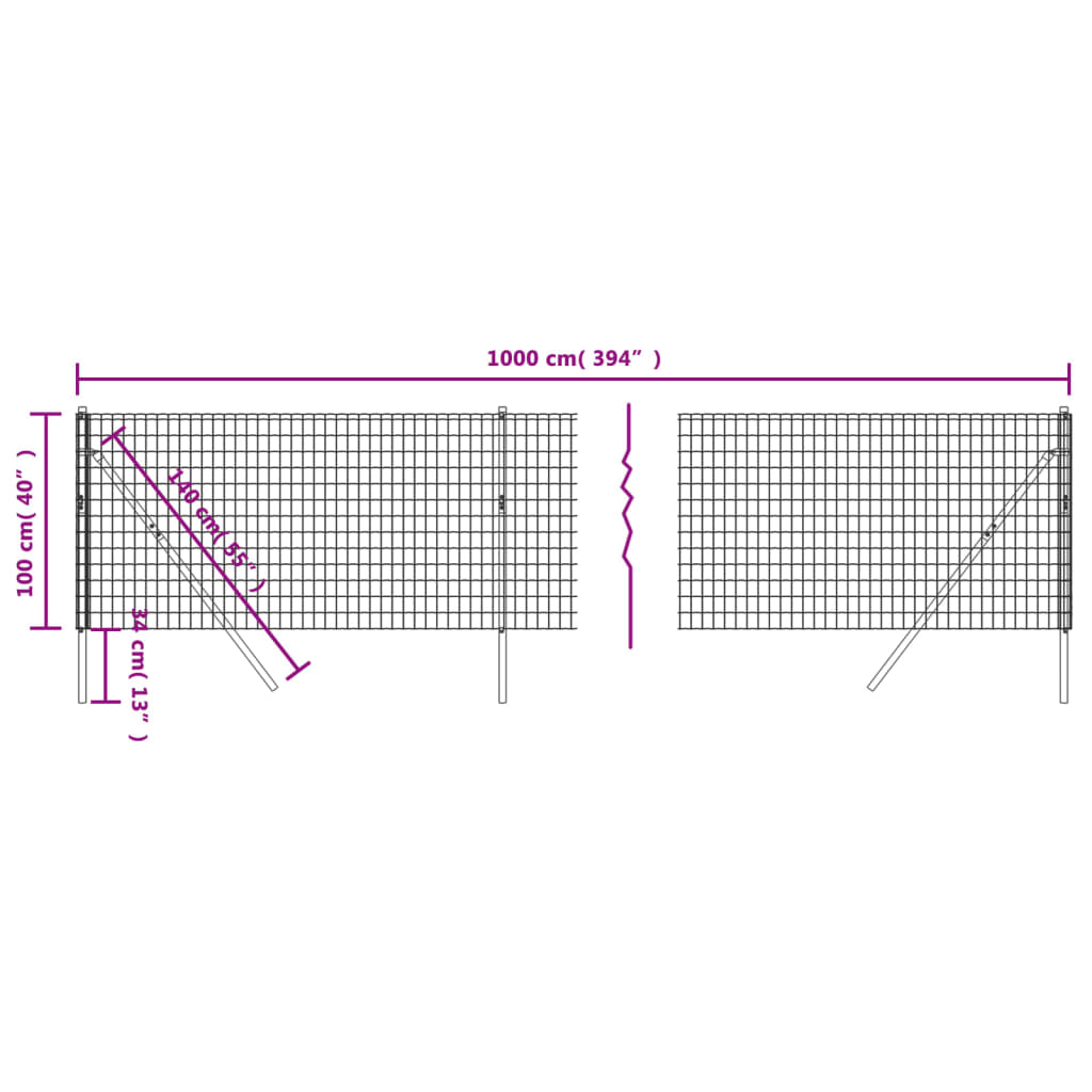 Draadgaashek 1x10 m gegalvaniseerd staal groen