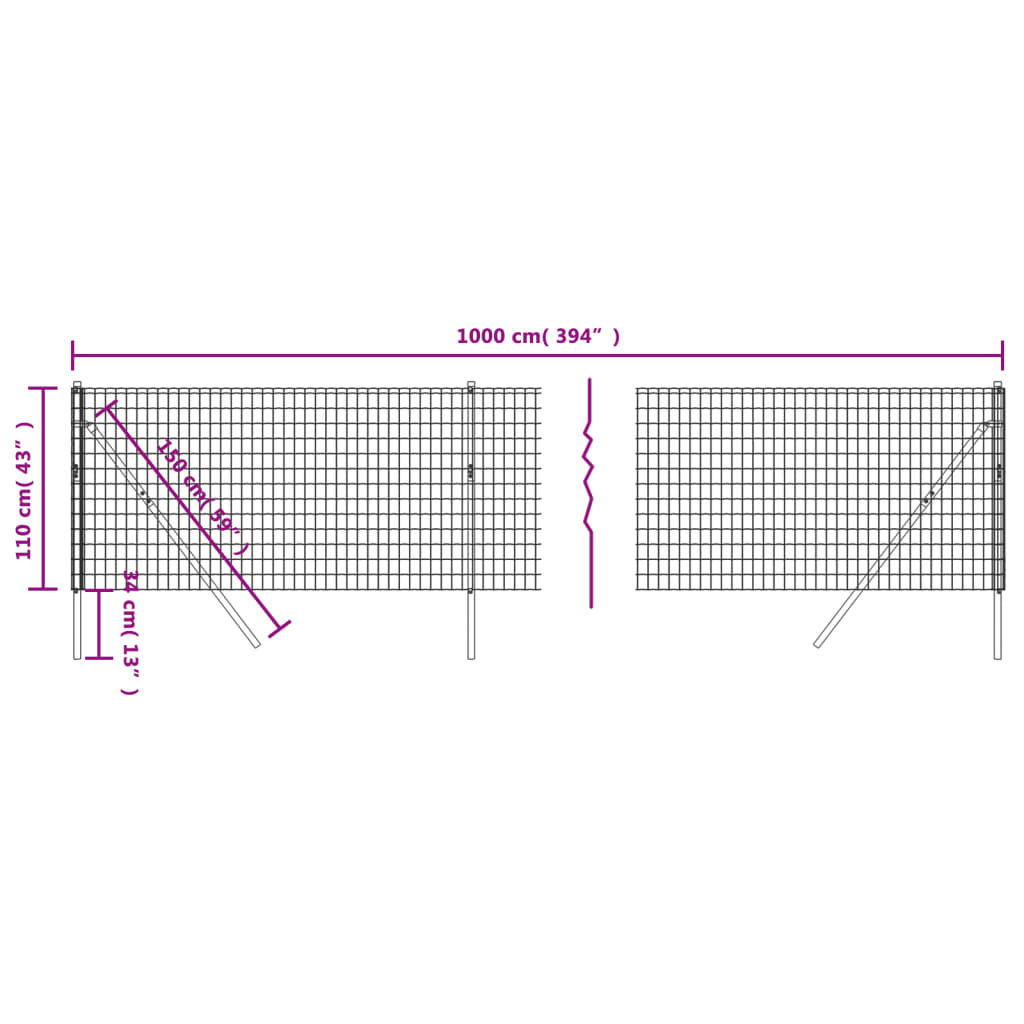 Draadgaashek 1,1x10 m gegalvaniseerd staal groen