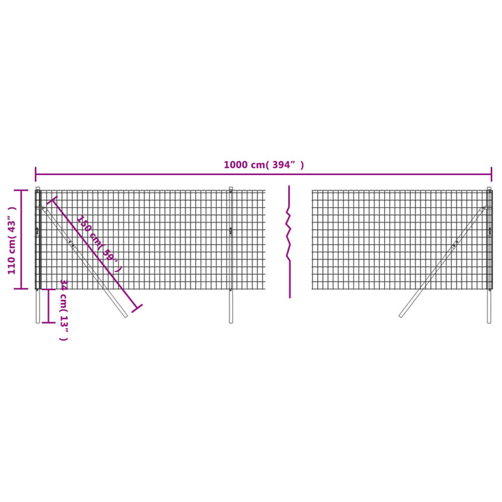 Draadgaashek 1,1x10 m gegalvaniseerd staal groen