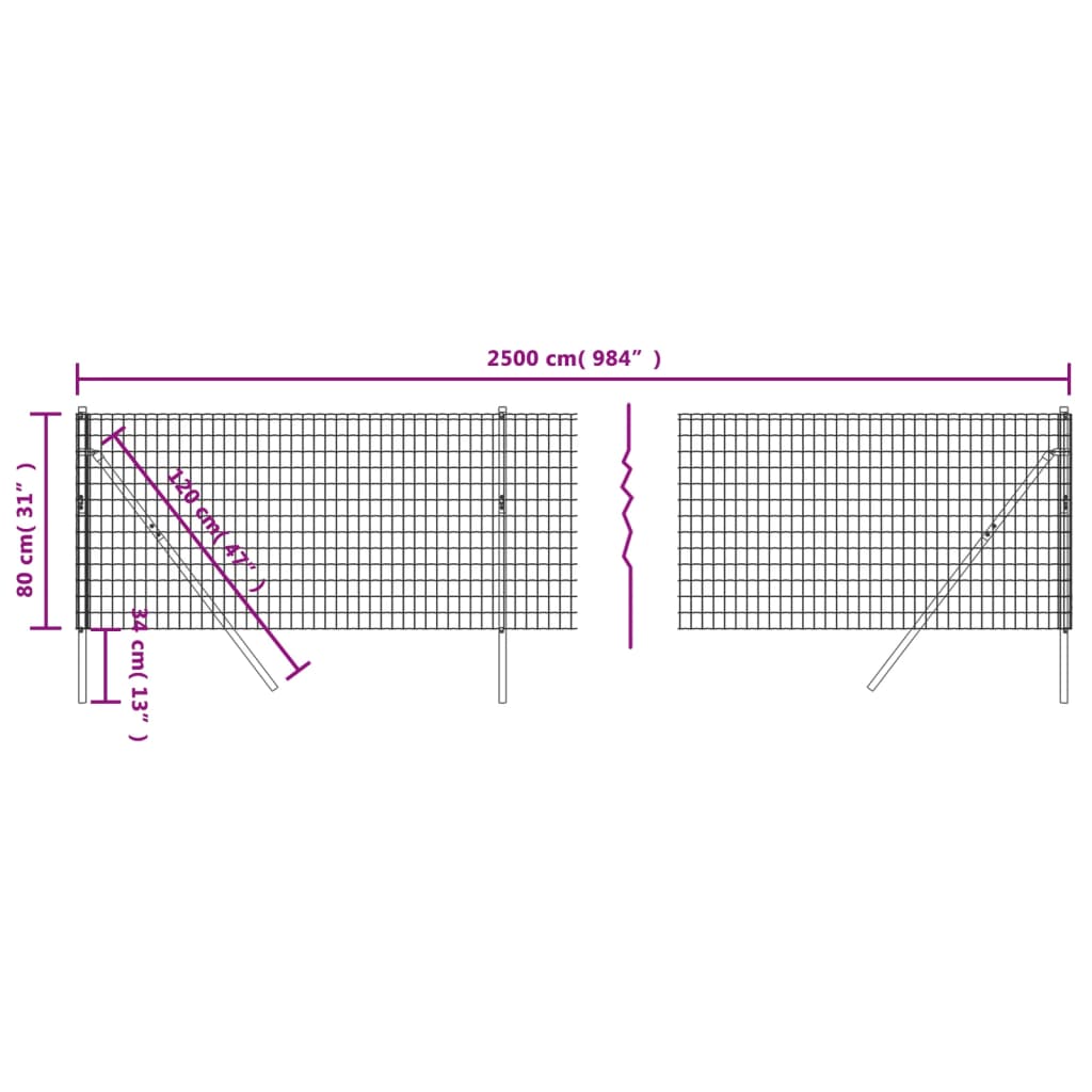 Draadgaashek 0,8x25 m gegalvaniseerd staal groen