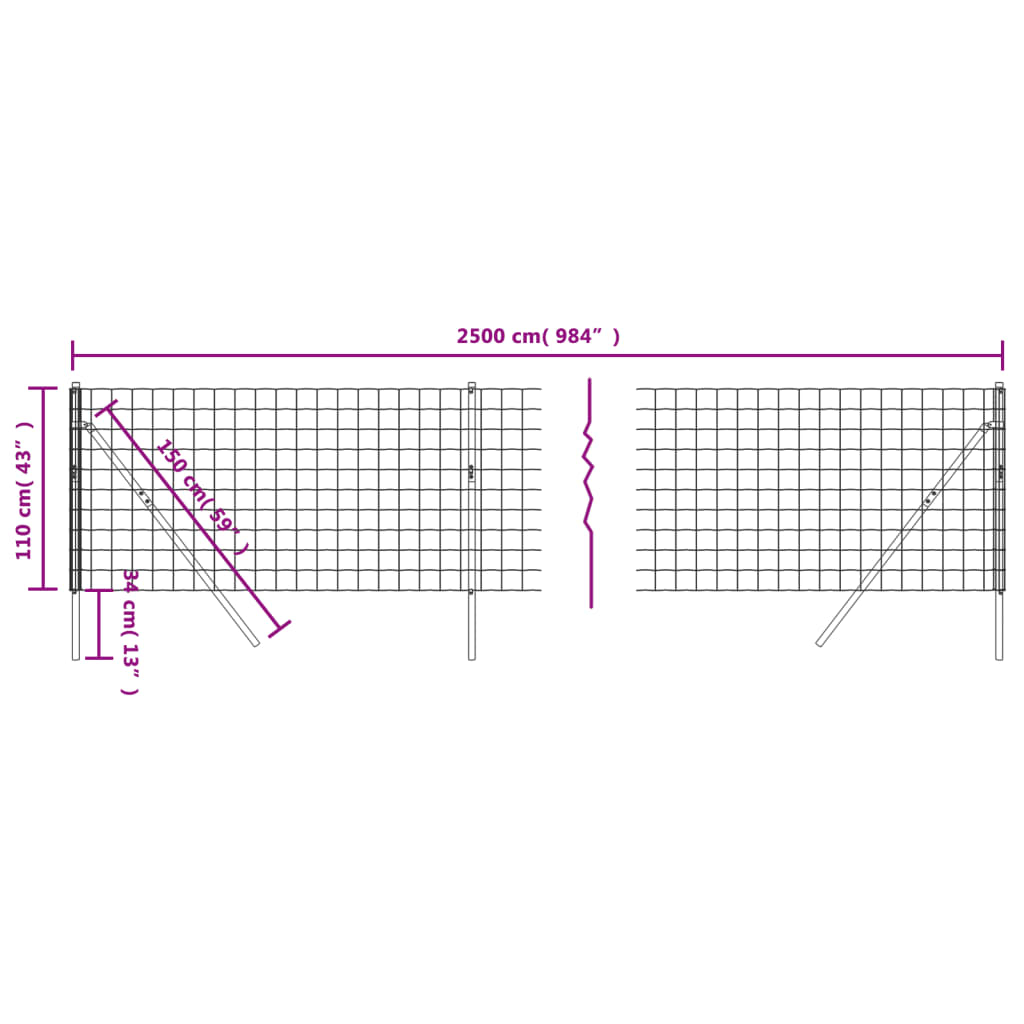 Draadgaashek 1,1x25 m gegalvaniseerd staal groen