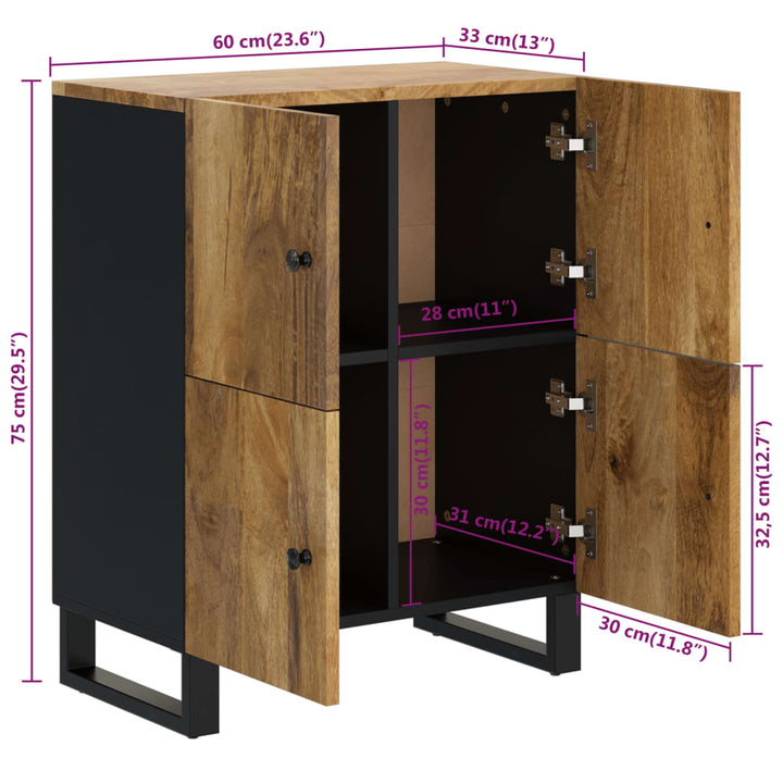 Dressoir met 4 deuren 60x33x75 cm massief mangohout