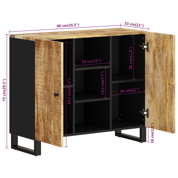 Dressoir met 2 deuren 90x33x75 cm massief mangohout