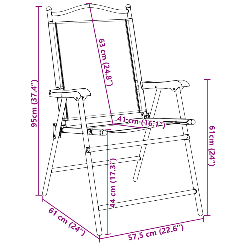 Tuinstoelen 8 st inklapbaar staal en textileen gemøªleerd grijs