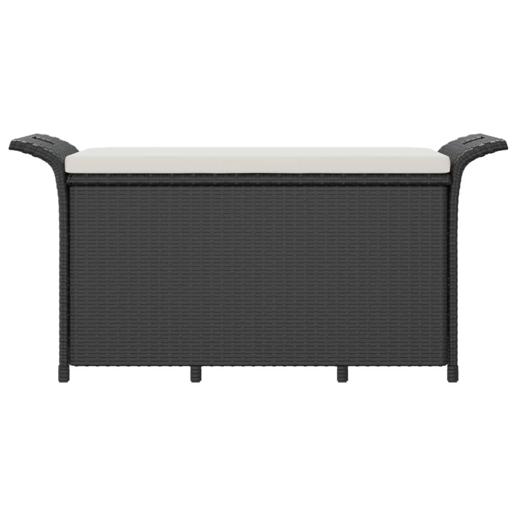 Tuinbank met kussen 116x46x57 cm poly rattan zwart