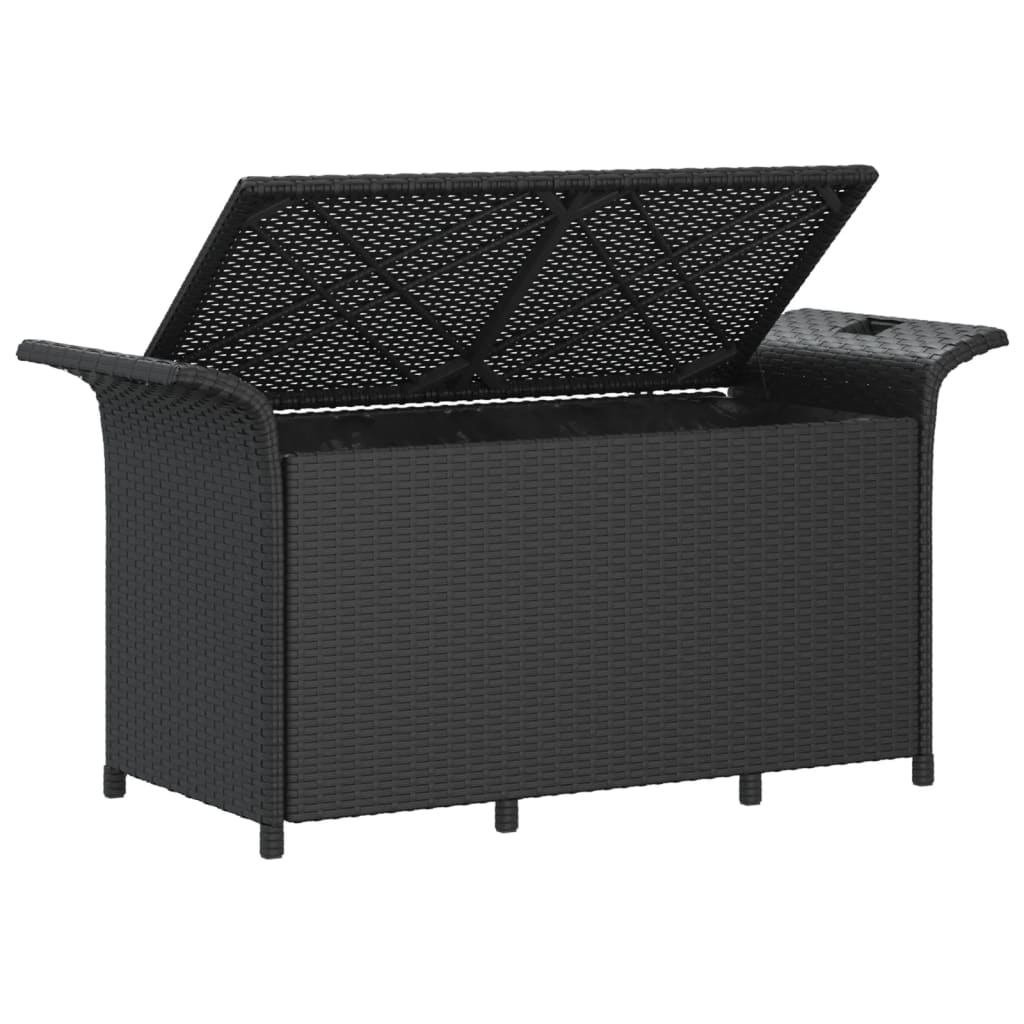 Tuinbank met kussen 116x46x57 cm poly rattan zwart