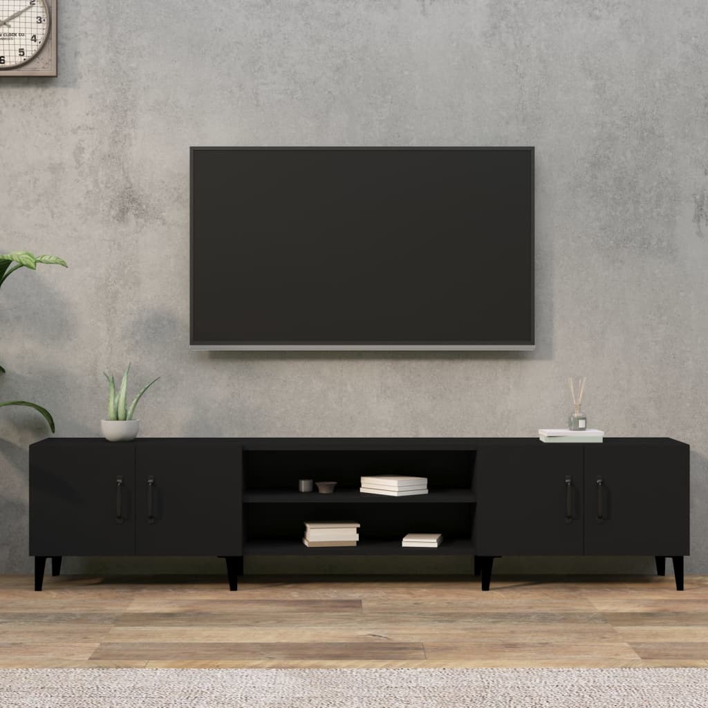 Tv-meubel 180x31,5x40 cm bewerkt hout zwart