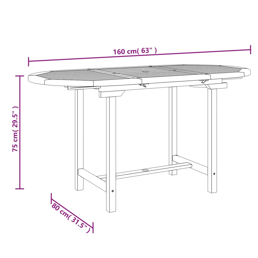 Tuintafel verlengbaar 110-160x80x75 cm massief teakhout