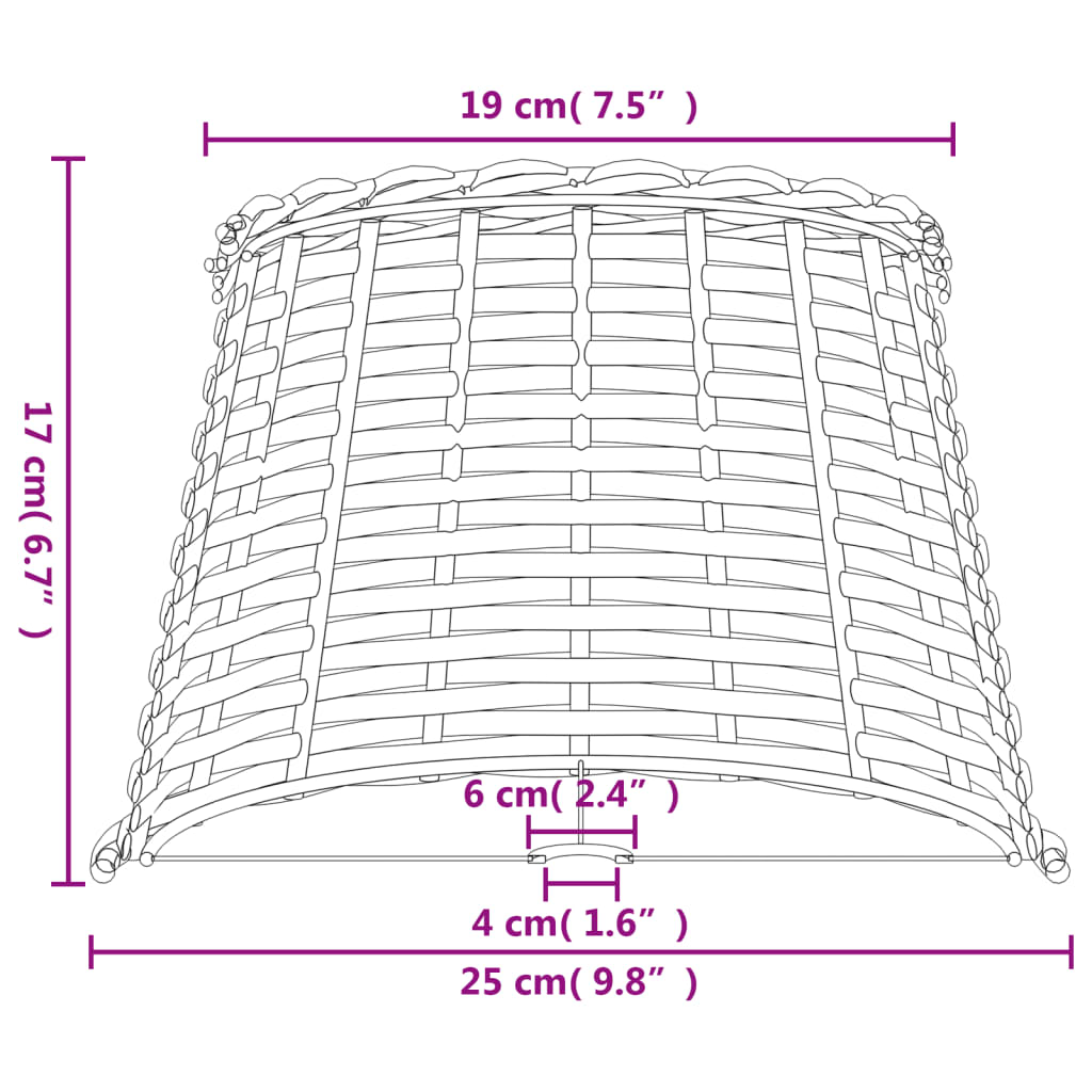 Lampenkap ø25x17 cm wicker bruin