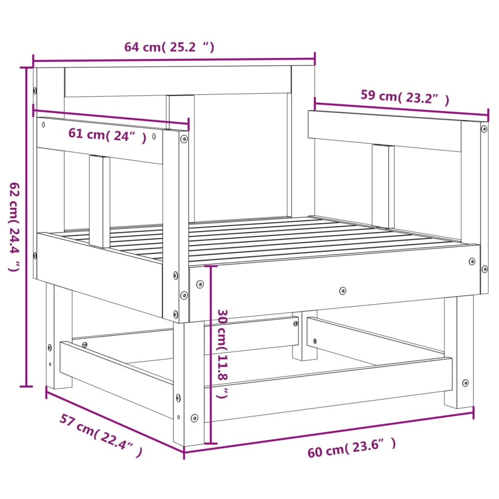 Tuinstoelen 2 st massief grenenhout