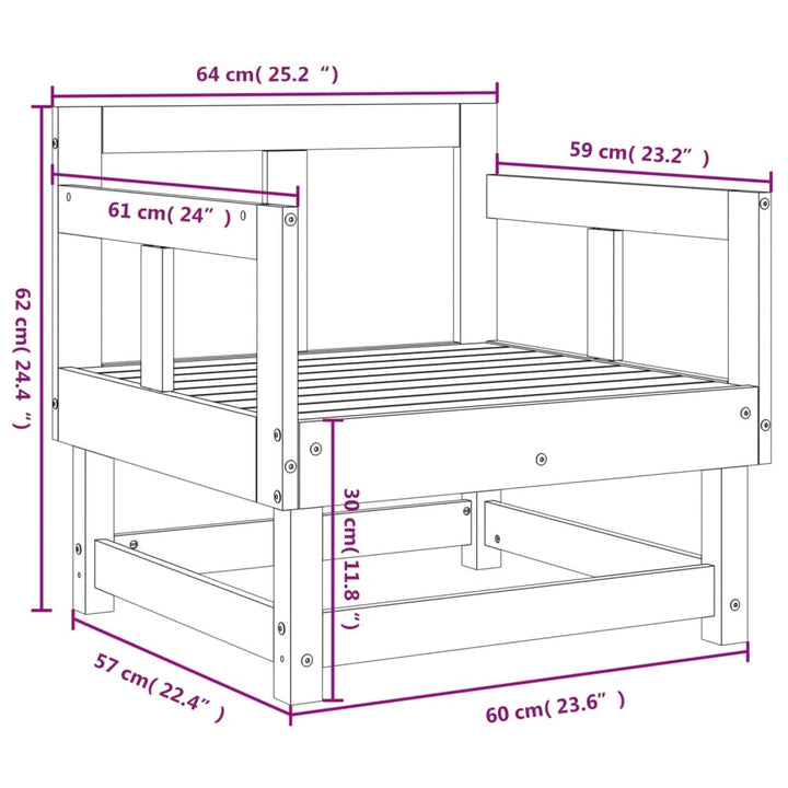 Tuinstoelen 2 st massief grenenhout zwart