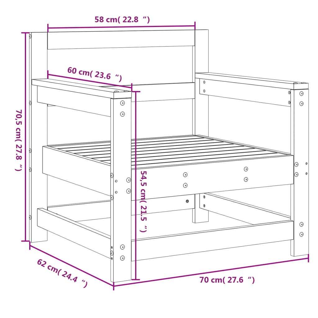 Tuinstoelen 2 st massief douglashout