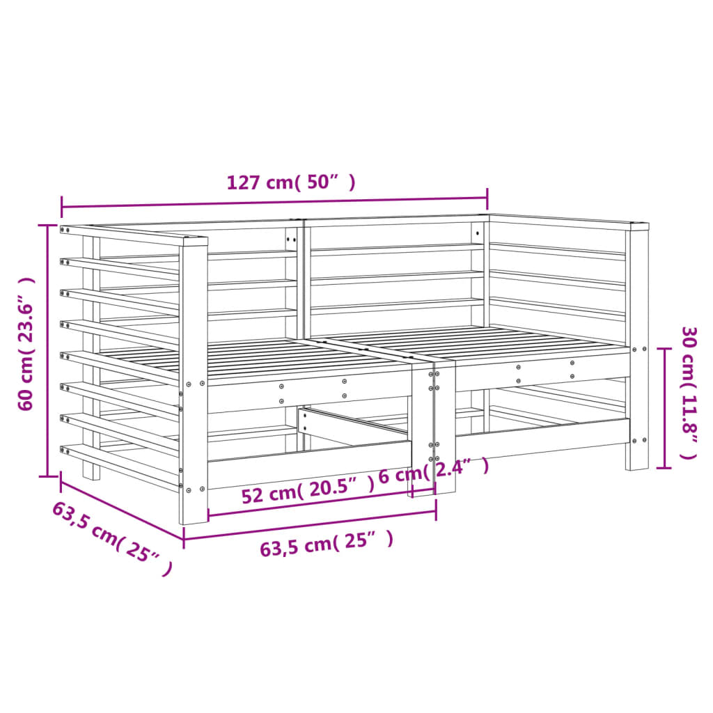 Tuinhoekbanken 2 st massief grenenhout honingbruin