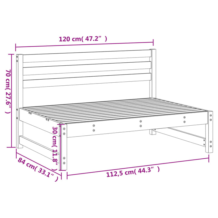 Tuinmiddenbank 120x80 cm massief grenenhout grijs