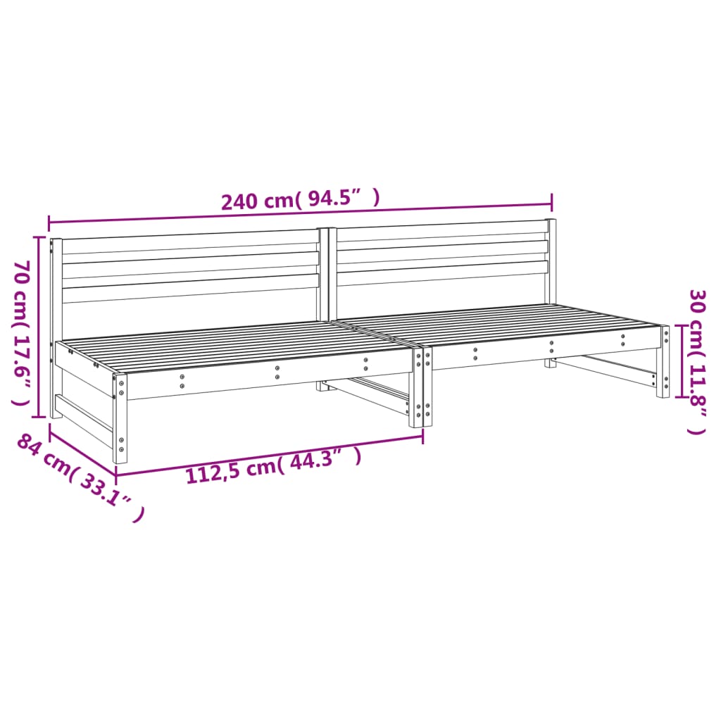 Tuinmiddenbanken 2 st 120x80 cm massief grenenhout grijs