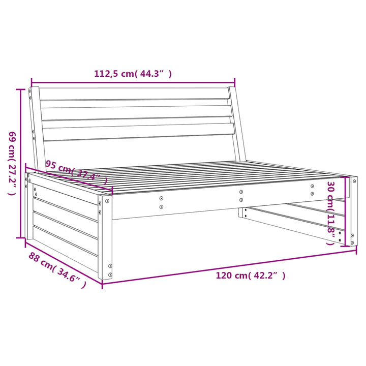 Tuinmiddenbank 120x80 cm massief grenenhout