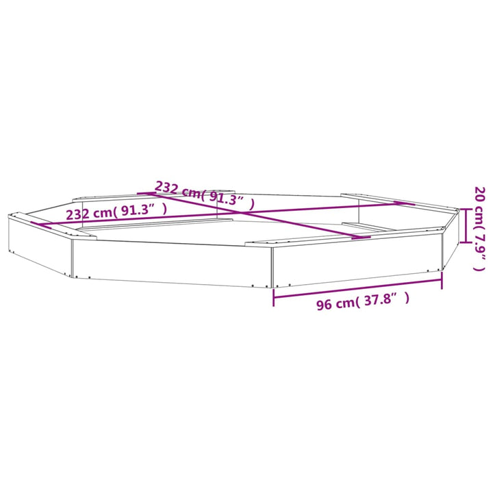 Zandbak met bankjes achthoekig massief grenenhout