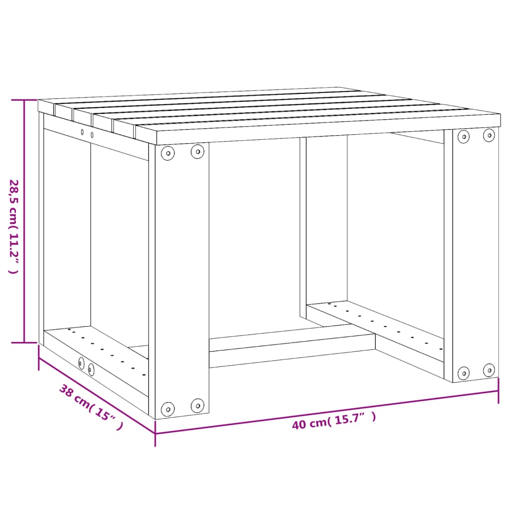 Tuinbijzettafel 40x38x28,5 cm massief grenenhout zwart