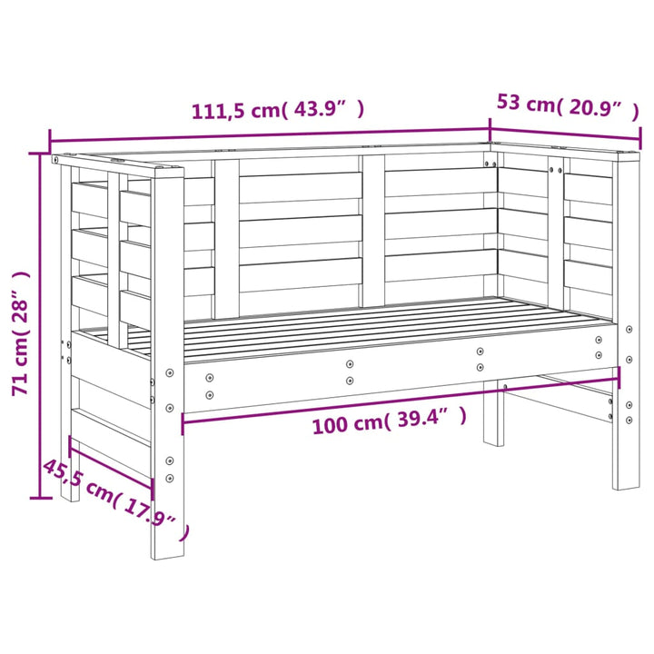 Tuinbankje 111,5x53x71 cm massief grenenhout grijs