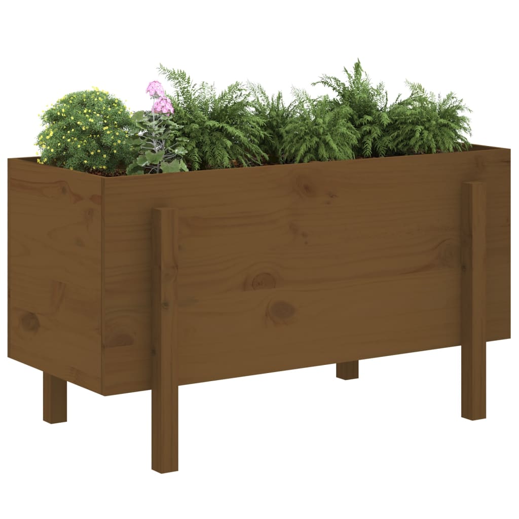 Plantenbak geschat 101x50x57 cm massief groenenhout honingbruin