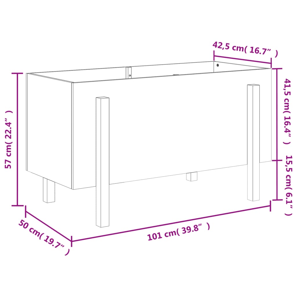 Plantenbak verhoogd 101x50x57 cm massief grenenhout honingbruin