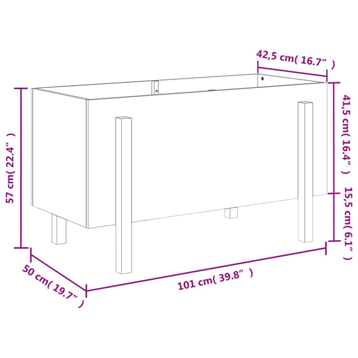 Plantenbak geschat 101x50x57 cm massief groenenhout honingbruin