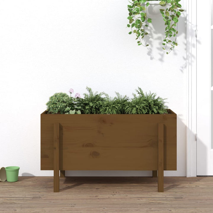 Plantenbak verhoogd 101x50x57 cm massief grenenhout honingbruin