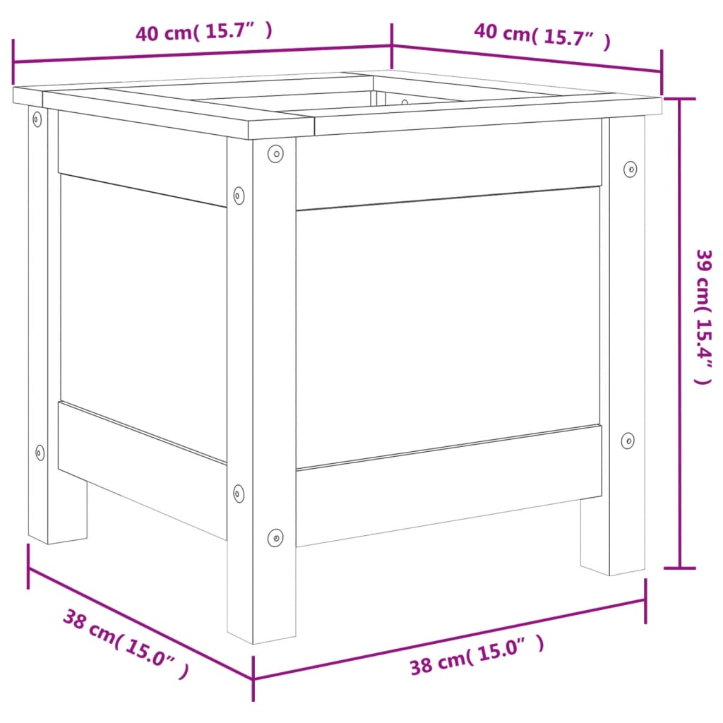 Plantenbak 40x40x39 cm massief grenenhout honingbruin