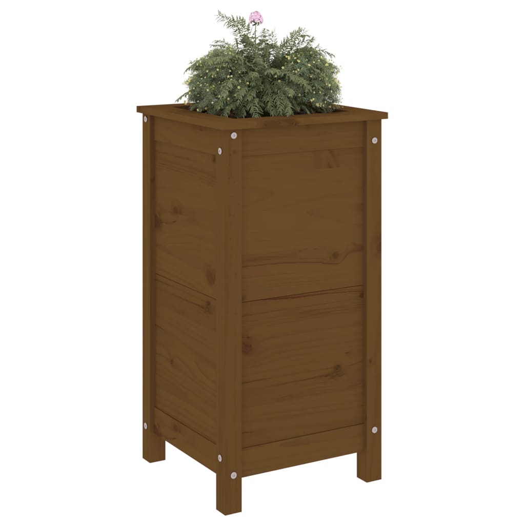 Plantenbak 40x40x78 cm massief grenenhout honingbruin