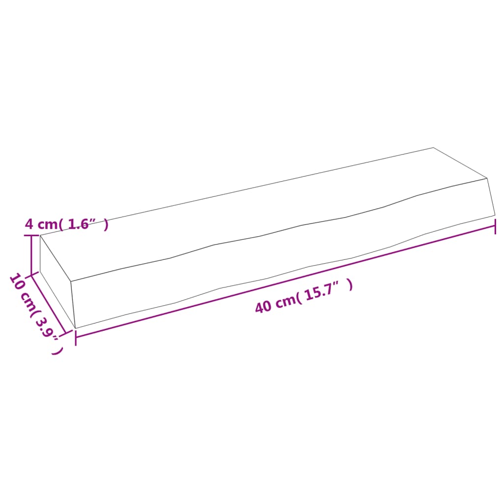 Wandschap 40x10x4 cm onbehandeld massief eikenhout