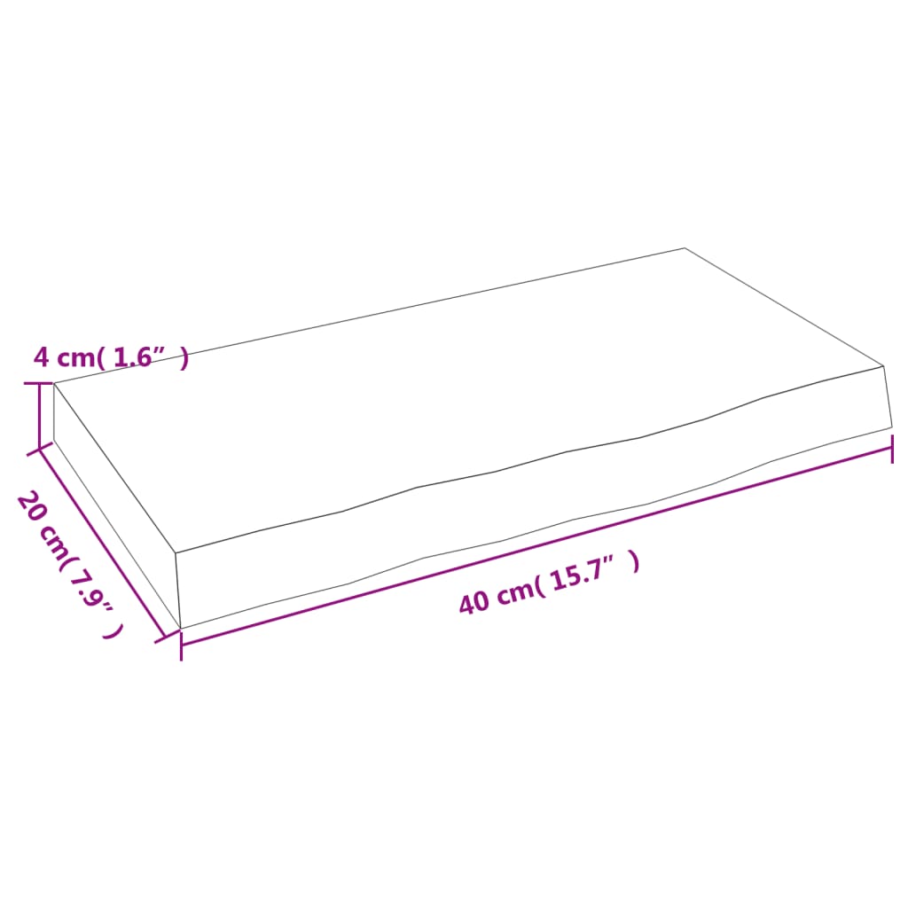 Wandschap 40x20x4 cm onbehandeld massief eikenhout