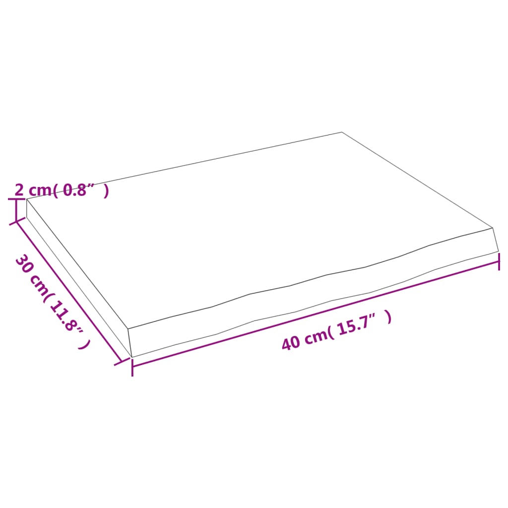 Wandschap 40x30x2 cm onbehandeld massief eikenhout