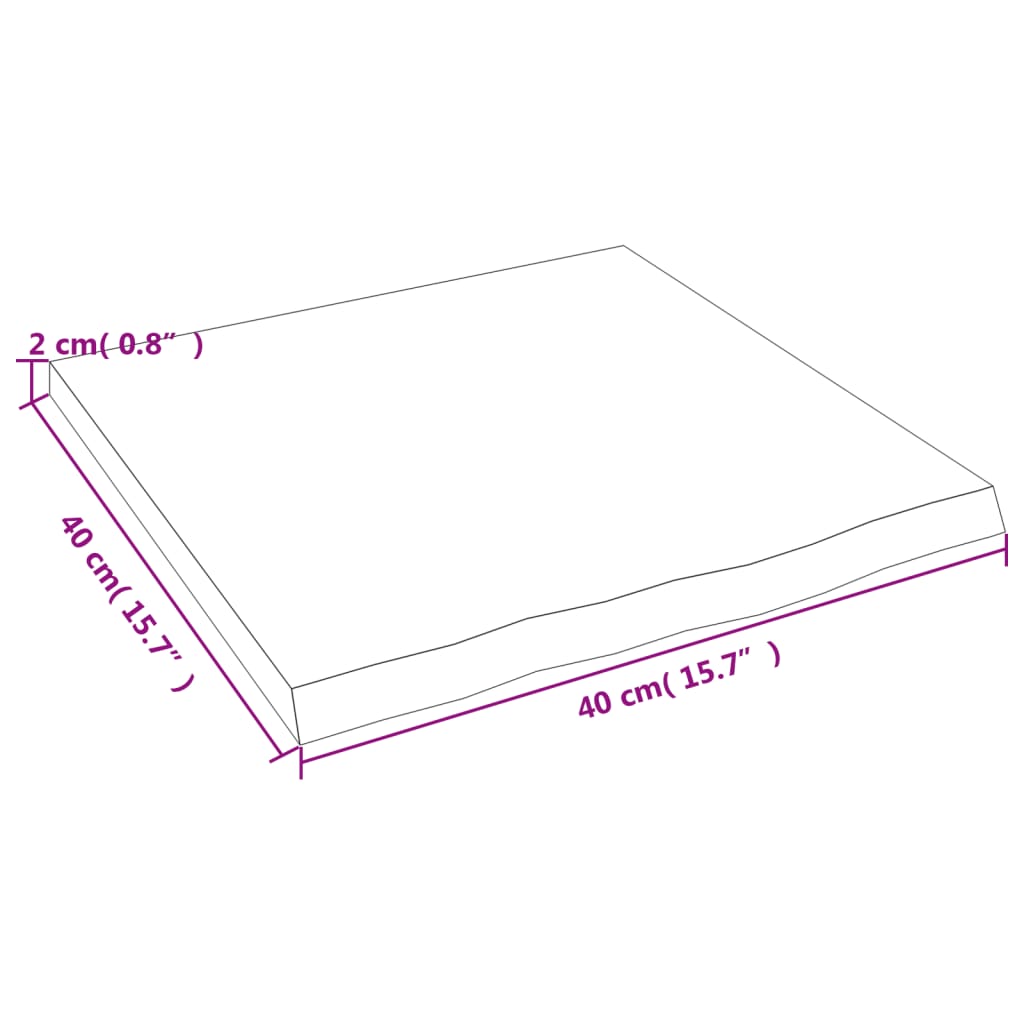 Wandschap 40x40x2 cm onbehandeld massief eikenhout