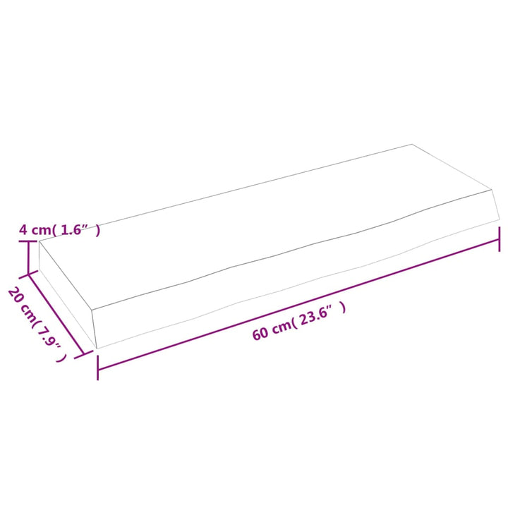 Wandschap 60x20x4 cm onbehandeld massief eikenhout