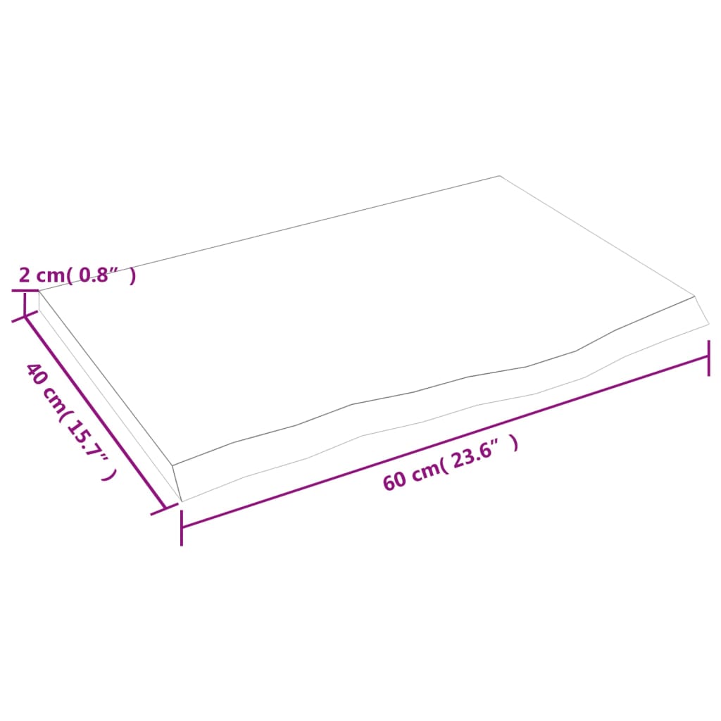 Wandschap 60x40x2 cm onbehandeld massief eikenhout