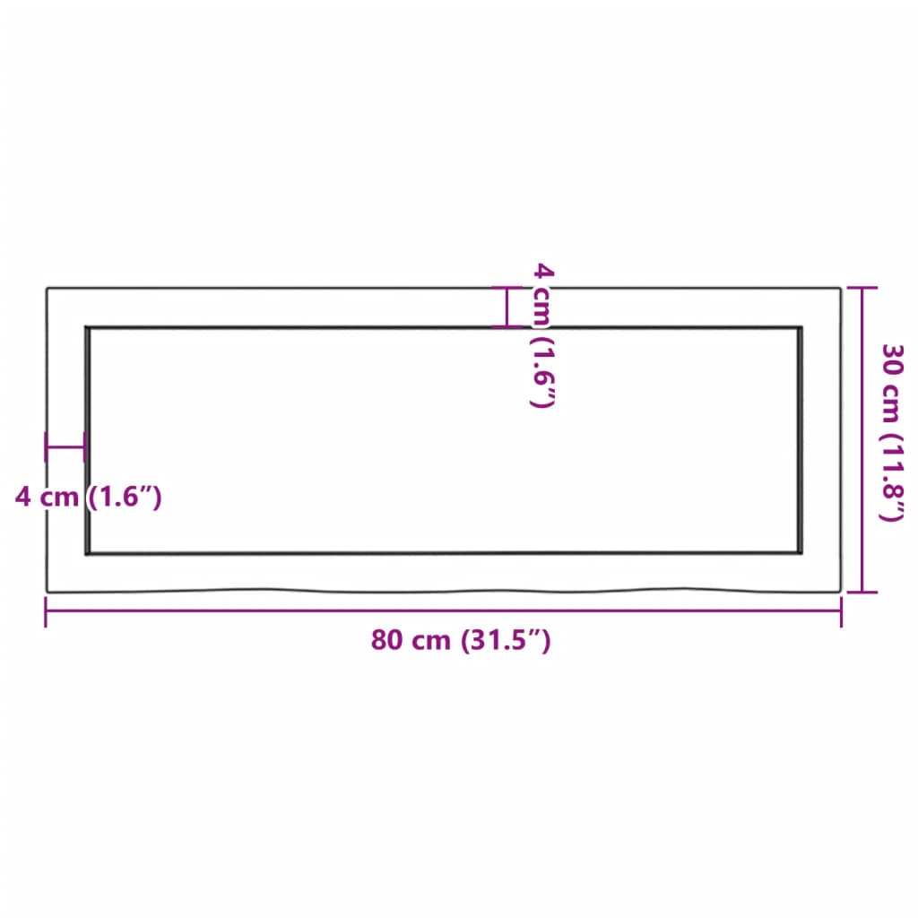 vidaXL Wandschap 80x30x6 cm onbehandeld massief eikenhout