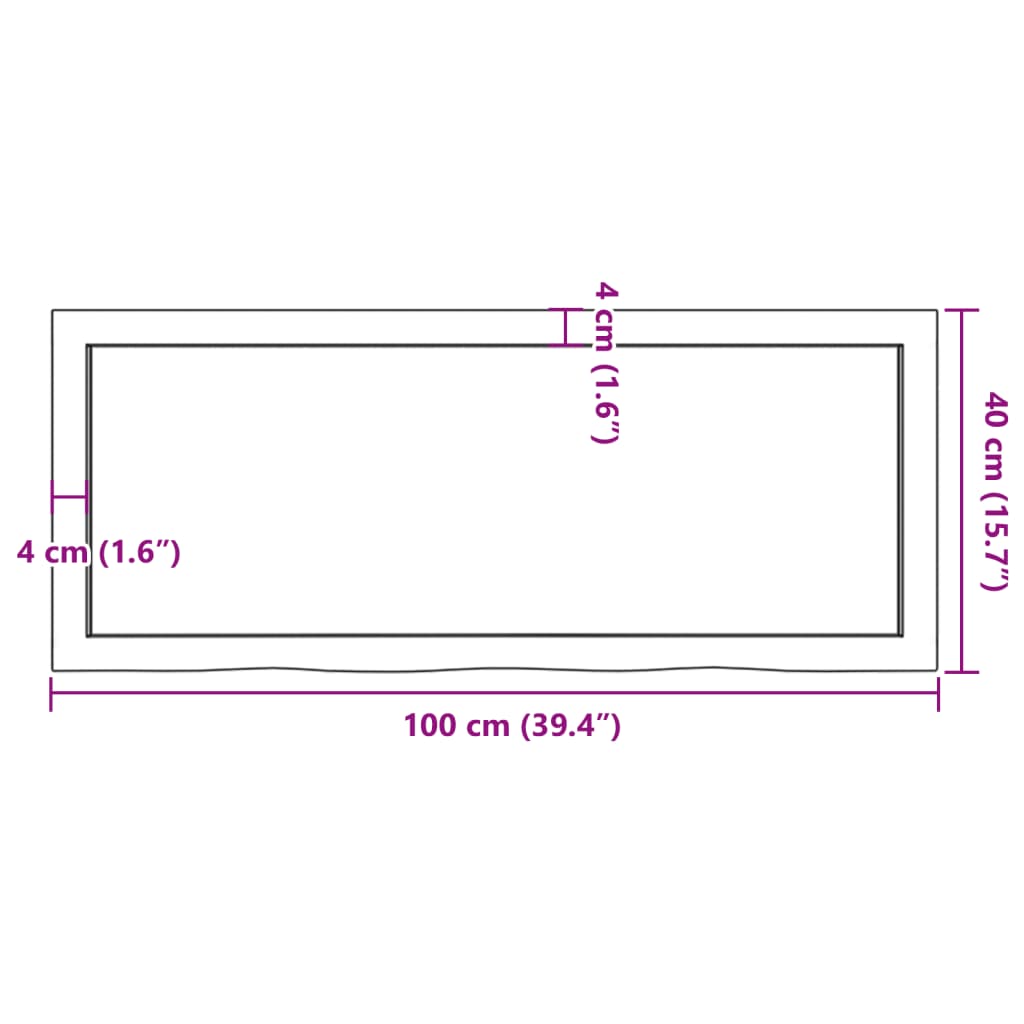 Wandschap 100x40x6 cm onbehandeld massief eikenhout