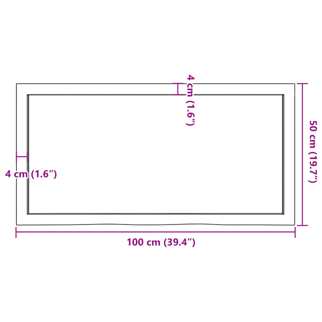 Wandschap 100x50x4 cm onbehandeld massief eikenhout