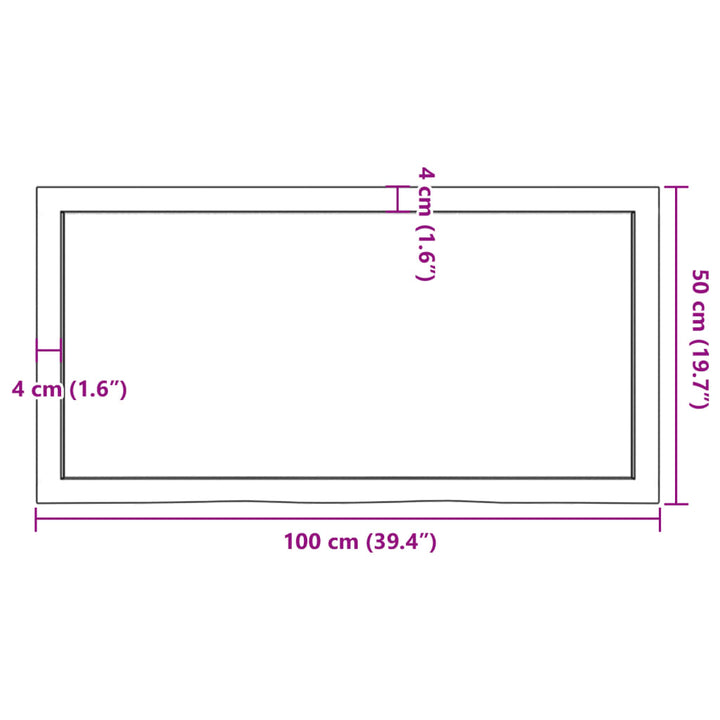 Wandschap 100x50x4 cm onbehandeld massief eikenhout