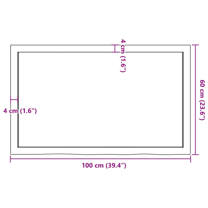 Wandschap 100x60x4 cm onbehandeld massief eikenhout