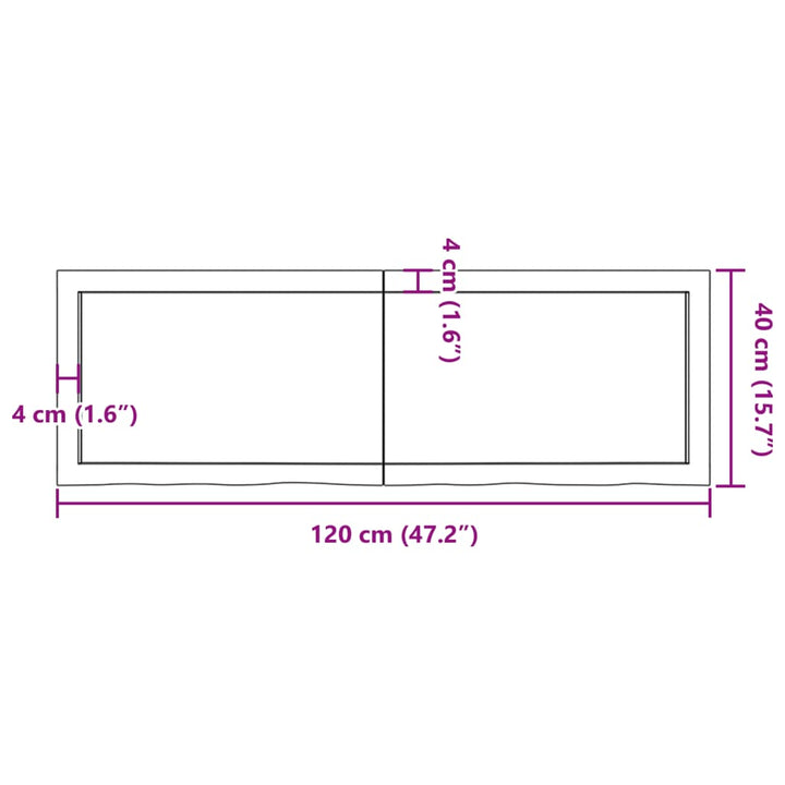 Wandschap 120x40x6 cm onbehandeld massief eikenhout