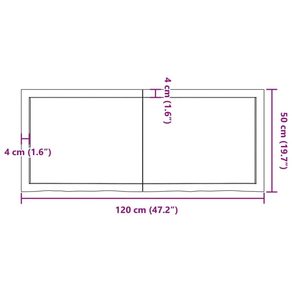 Wandschap 120x50x6 cm onbehandeld massief eikenhout