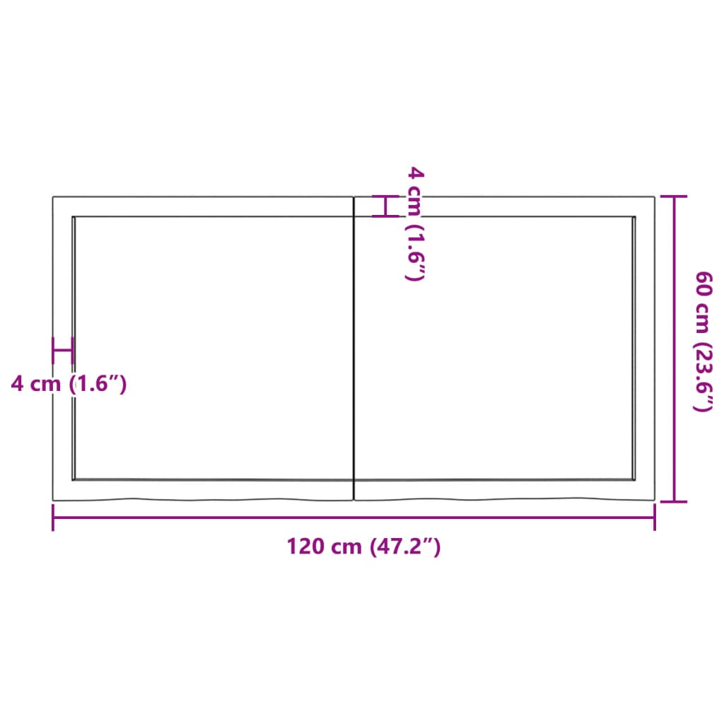 Wandschap 120x60x6 cm onbehandeld massief eikenhout