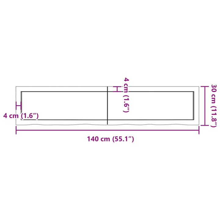 Wandschap 140x30x4 cm onbehandeld massief eikenhout