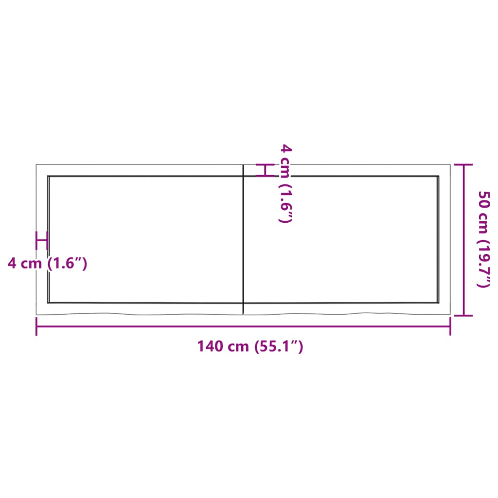 Wandschap 140x50x6 cm onbehandeld massief eikenhout